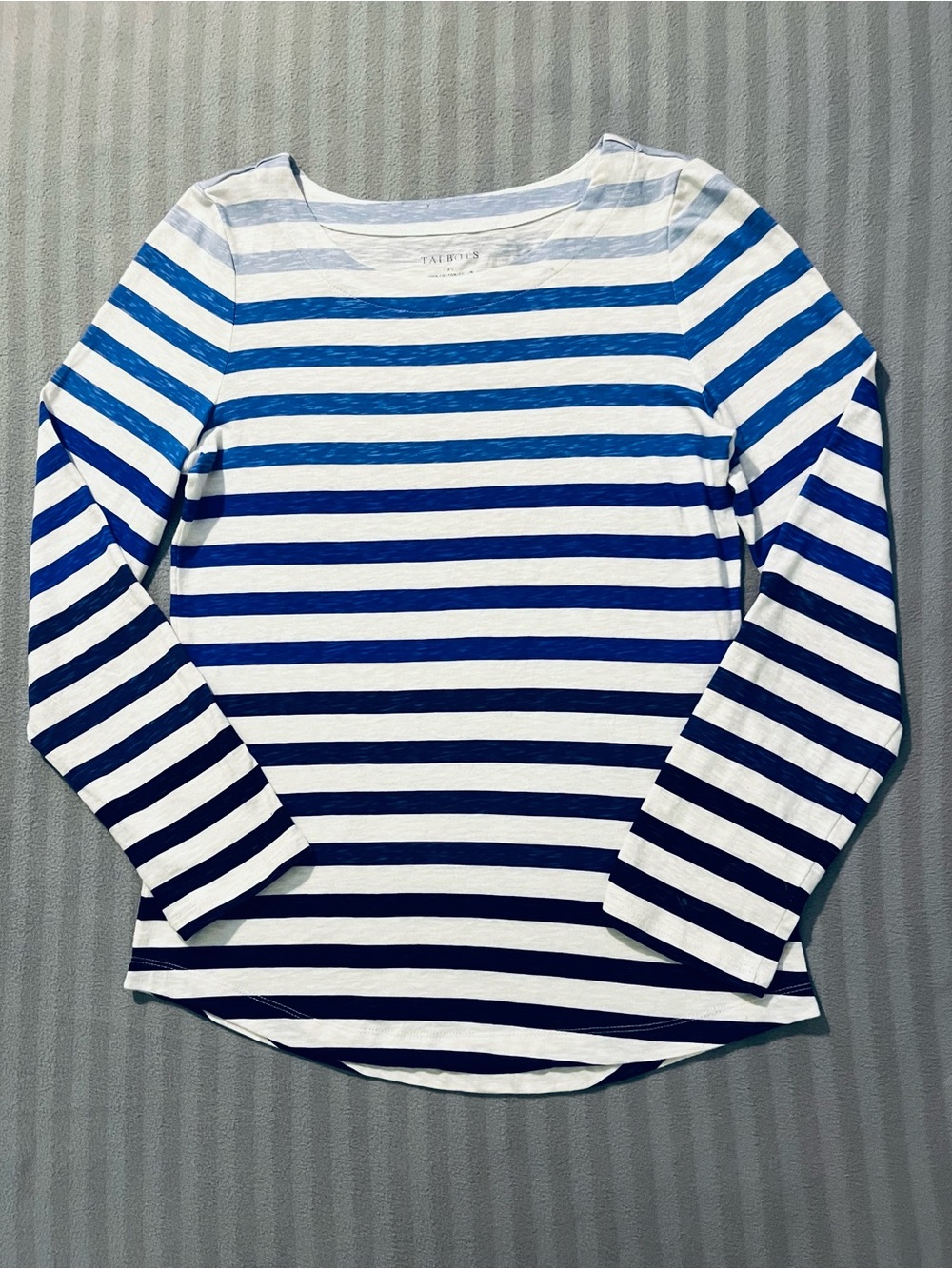 Talbots Women’s Long-Sleeve Striped Tee - White & Blue